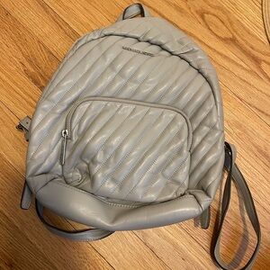 Michael Kors Collection Gray Quilted Backpack with Adjustable Straps
